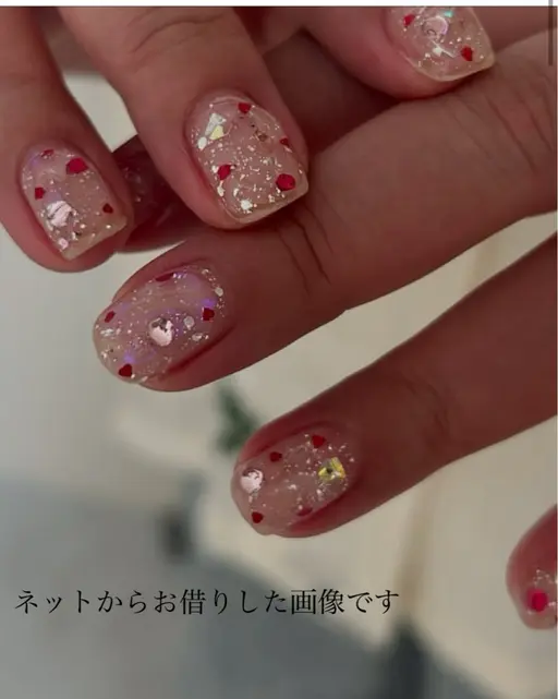 モニター価格！キラキラ× 赤ハート（写真のデザインをアレンジします） 現金のみのメニュー。オフあり・なし撮影協力願います