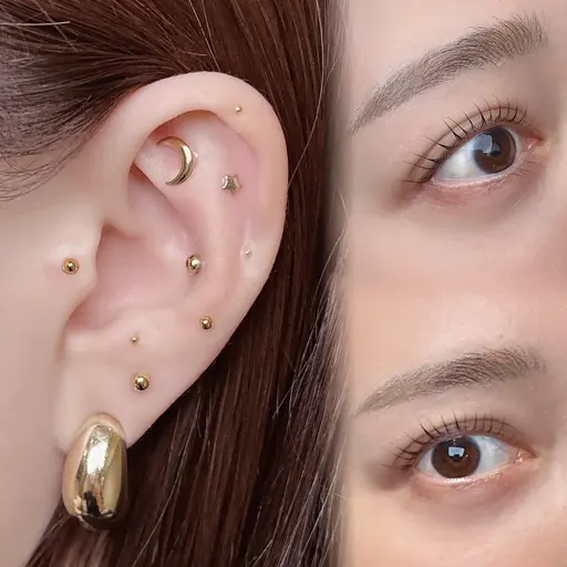 まつ毛パーマ×耳ツボジュエリー¥8,960→¥5,980(オフ有の場合はメッセージでお知らせください別途+¥1,000)
