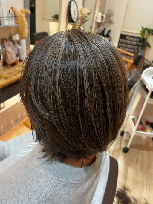 🤍🩵30代​〜​白髪ぼかしハイライト＋カラー🫧シャンプー🫧ブロー「ヘアバックスタイル撮影に協力してくださる方」
