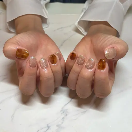 🍁ラメ+べっこうネイル（オフ込み）
