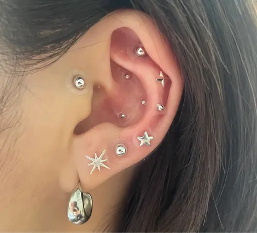 耳つぼジュエリー*̣̩⋆̩*💎👂シンプル小さめパーツ両耳で14個迄¥2500