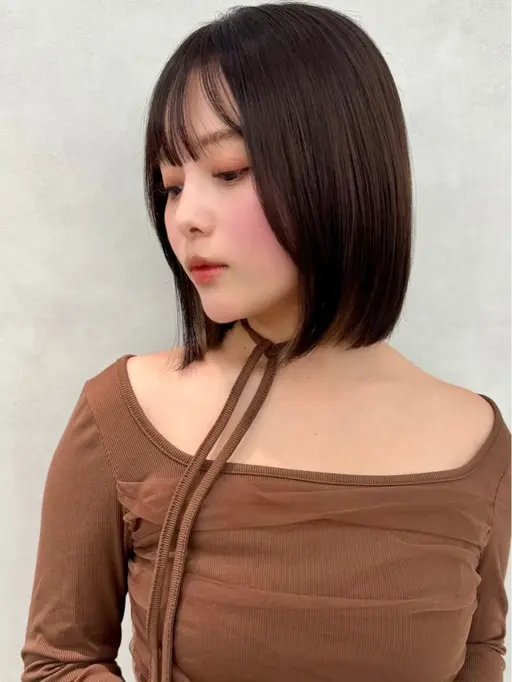 《🇰🇷大人可愛い韓国風🇰🇷》ぱっつんボブ➕艶髪ワンカラー