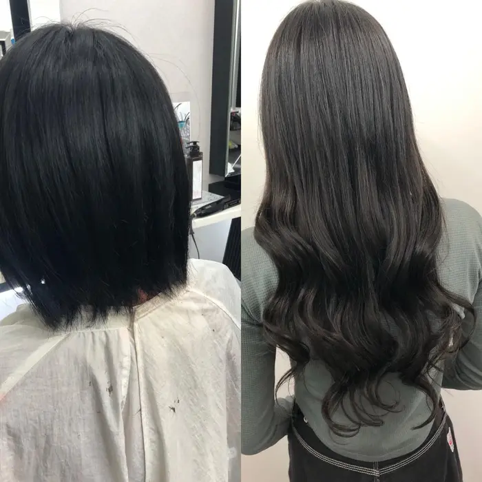 ヘアスタイル・髪型カタログ「黒髪ボブから サラサラ黒髪ロングへ ボブ