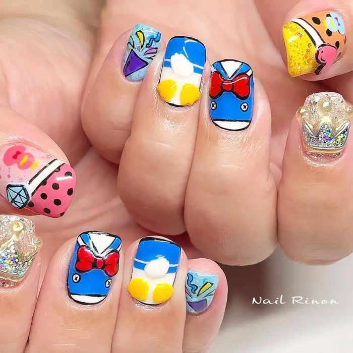 ネイルデザイン・アートカタログ「ドナルドダックネイル」byNail Rinon