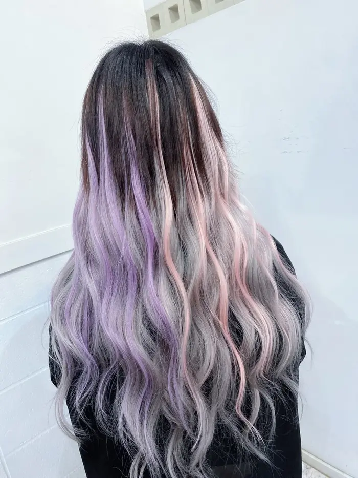 シールエクステ バレイヤージュ80本 ホワイトシルバー ハイライト16本