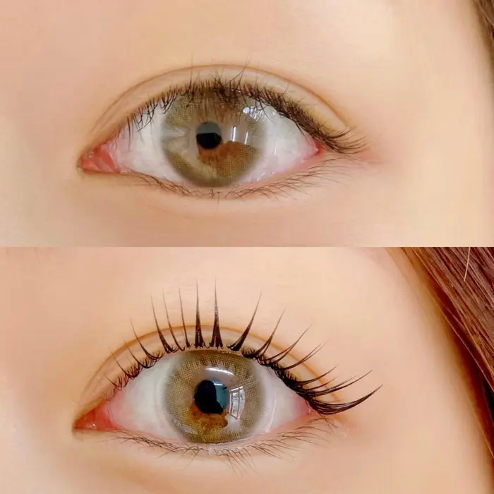 まつ毛パーマ＋マツエク40本（目尻） ¥5500＋¥3000 エクステだと取れ