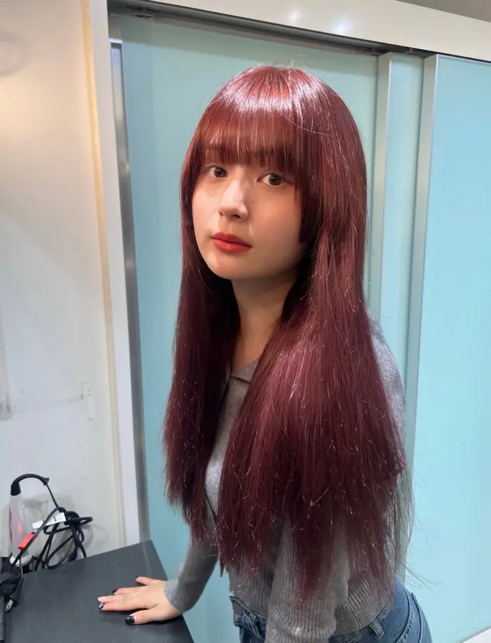 椎名亜美ちゃん♡ ワインレッド×最高級シールエクステ｜二宮