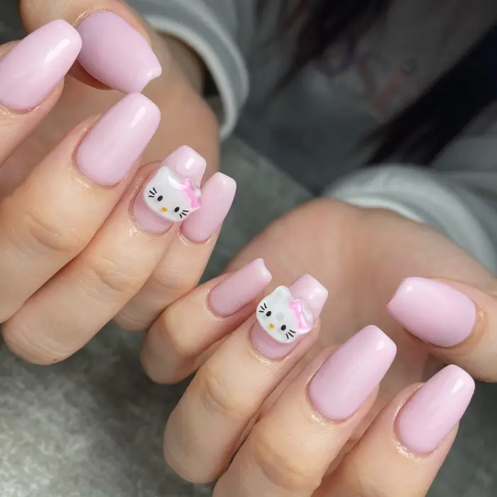 キティパーツ¥500×2 #ピンクネイル #キティちゃんネイル