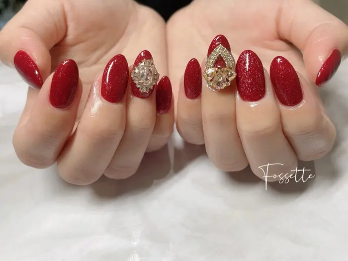 43］ネイルチップ マグネットネイル ボルドー 秋 冬 うるうる ビー玉