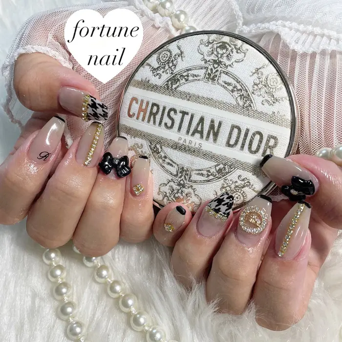 dior風ネイル(有料パーツあり) #dior風ネイル #ブランド風ネイル