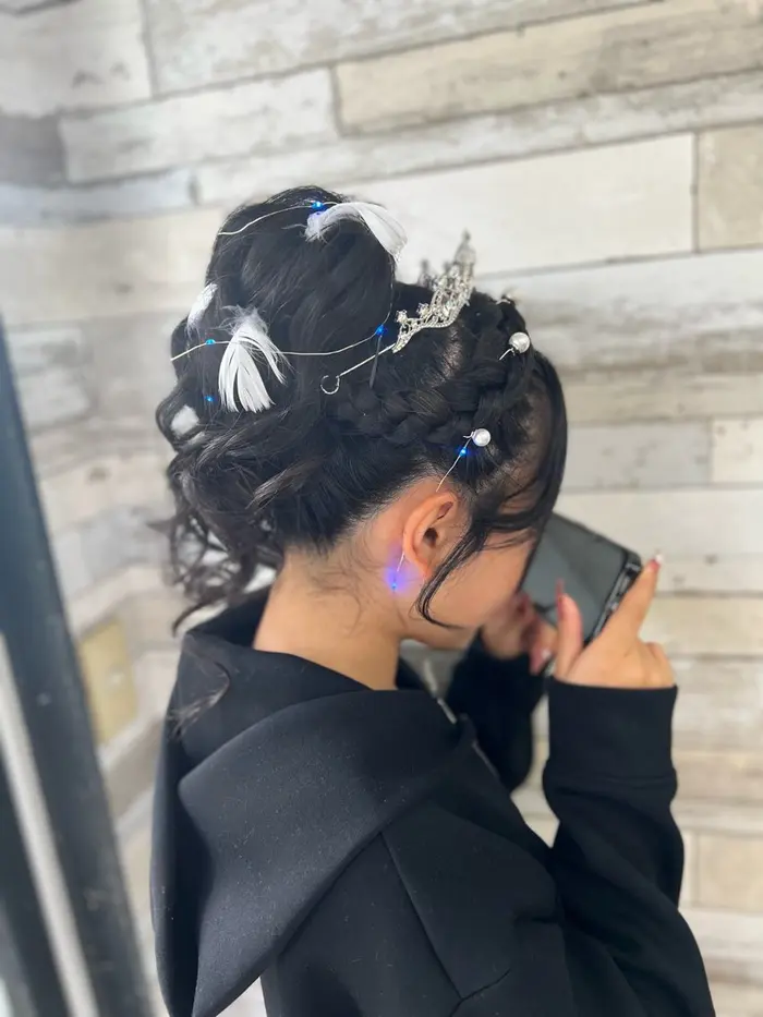 体育祭ヘアセット＃コーンロウハーフ6本＃ファイバーエクステ