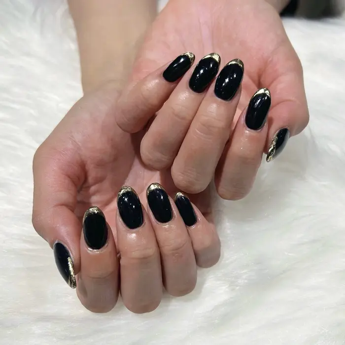 ミラー変更別途追加 #ミラーネイル #フレンチネイル #ブラックネイル