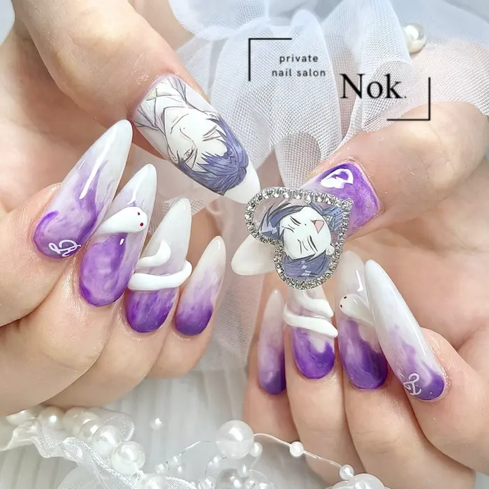 ハート枠¥1100 3d別途｜池袋痛ネイル Nok. 渡辺のネイルデザイン