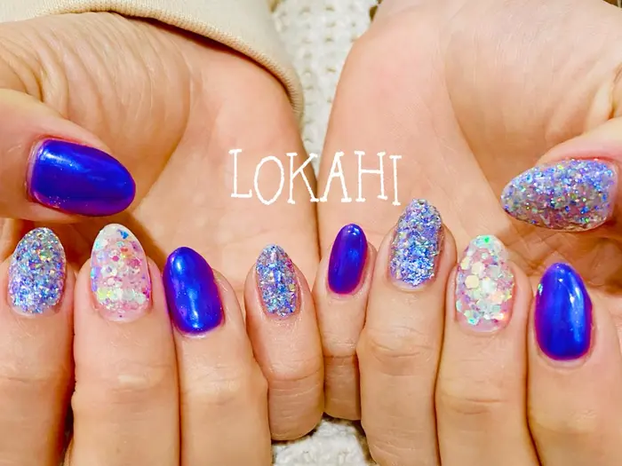 ミラーネイル＃ミラー#カラフル＃ハート＃ハートアート＃マグネット