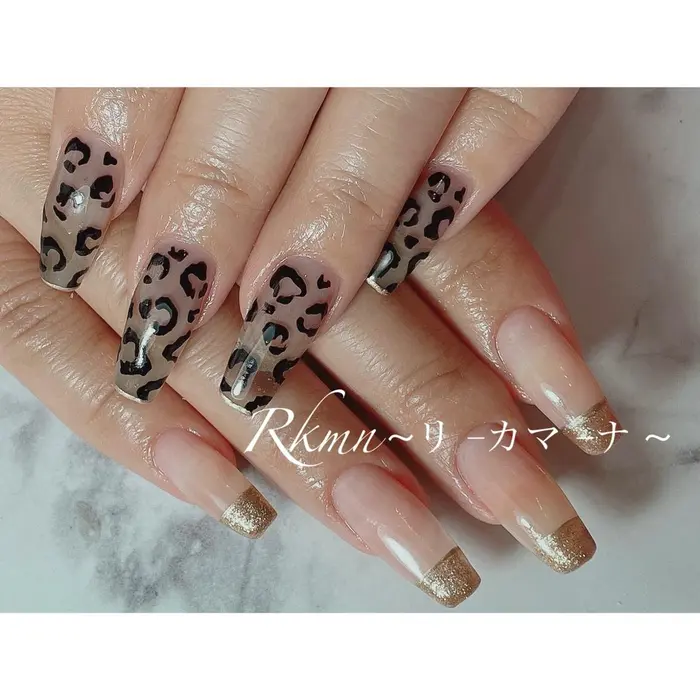 ボルドー #レオパード #ヒョウ柄 #アニマル柄 #ゼブラネイル