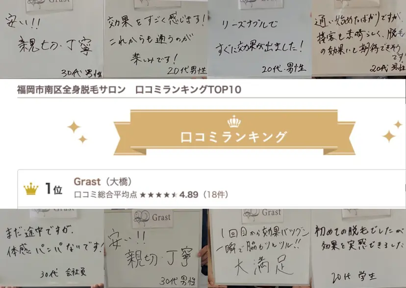 メンズ専用Grast HBL眉毛＆脱毛店の掲載