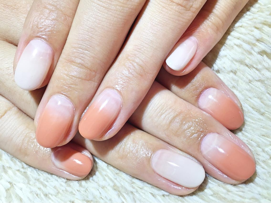 Rambuta08 オレンジベージュ グラデーション ネイル