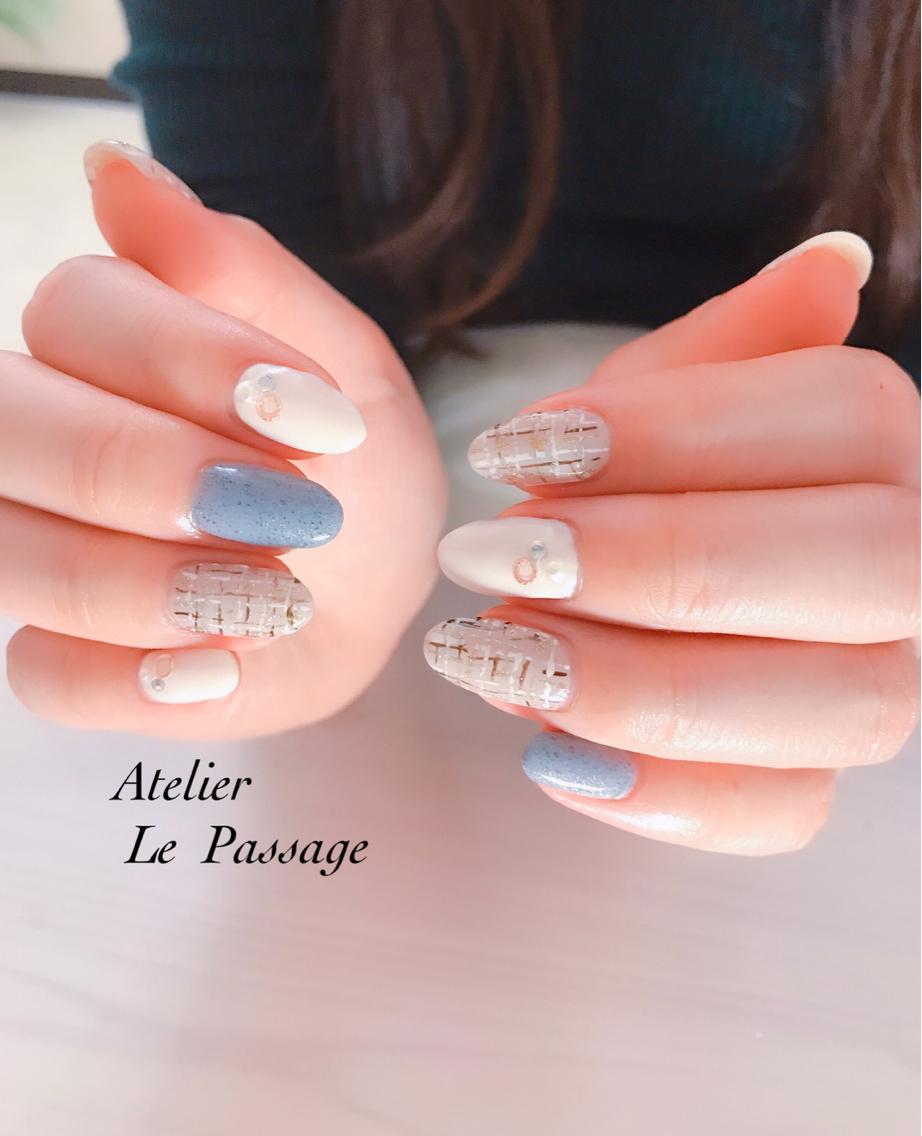 冬ネイル オフィスネイル ニットネイル チェックネイル Nail