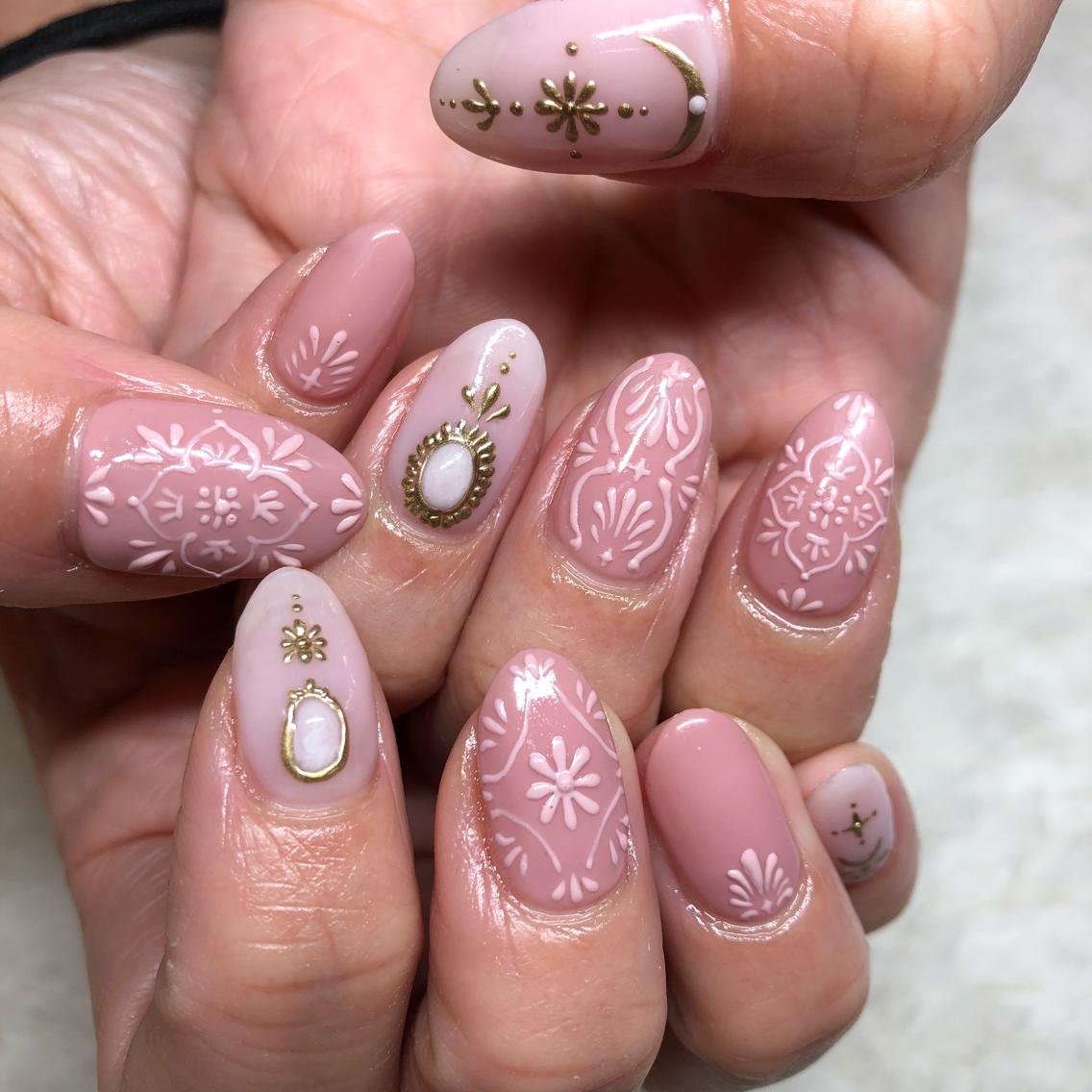 ネイル 手描きアート♡