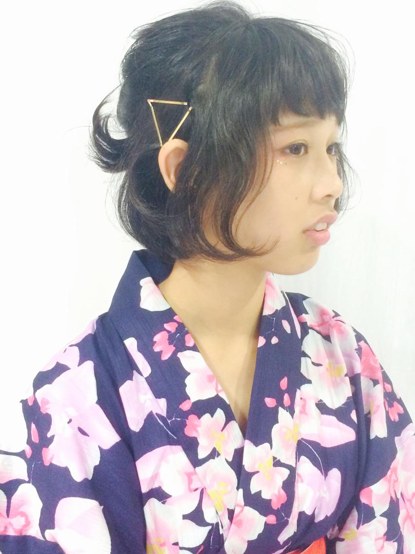 ショートヘアの浴衣アレンジluck本厚木aujuaサロン所属浦住