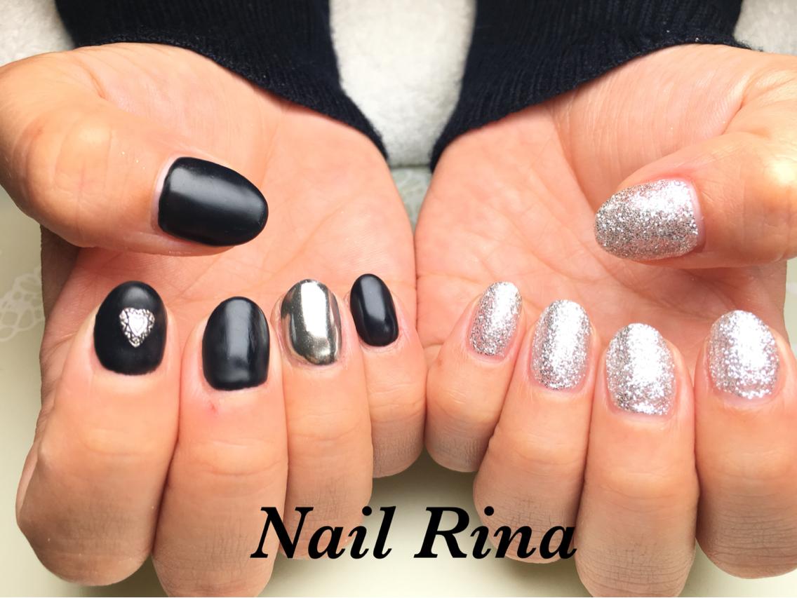 ラメ×ミラー×マット|Nail Rina所属・井上理絵のネイルデザイン