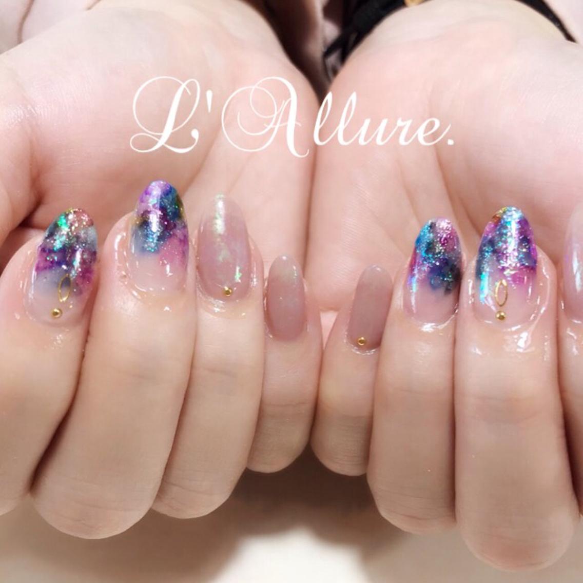 ベスト50 ピンク 青 ネイル 最高の花の画像