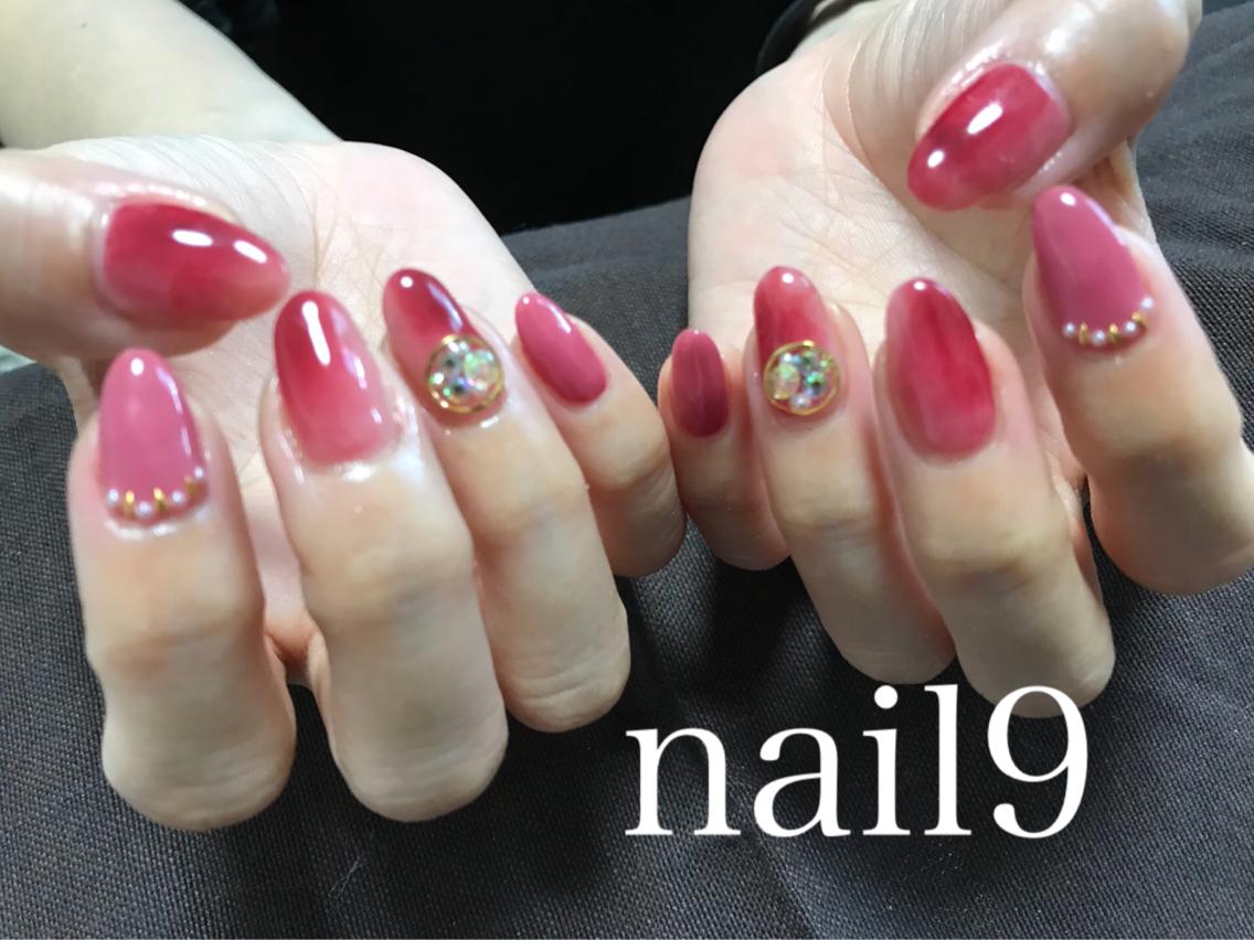 グラデーション ボルドー ピンク 加古川ネイルサロン|nail9