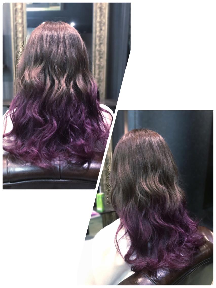 おしゃれな ヘア マニキュア 紫