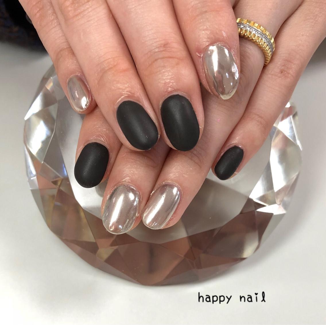 ミラーネイル×マットコートネイル|happy nail所属・安城市