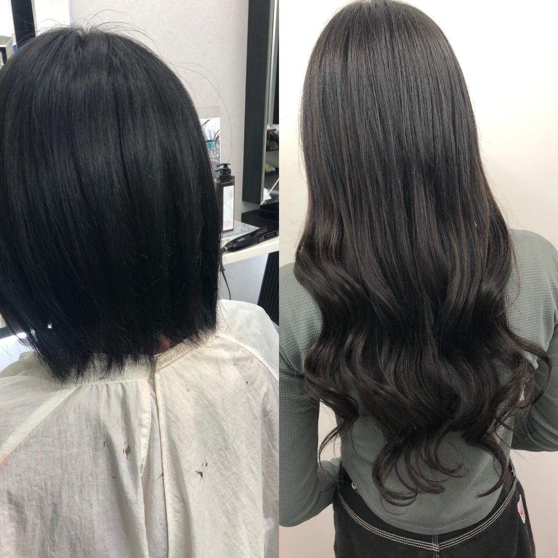 ブラック 黒 P-1B シール エクステ 人毛 ロング ヘアエクステ 長