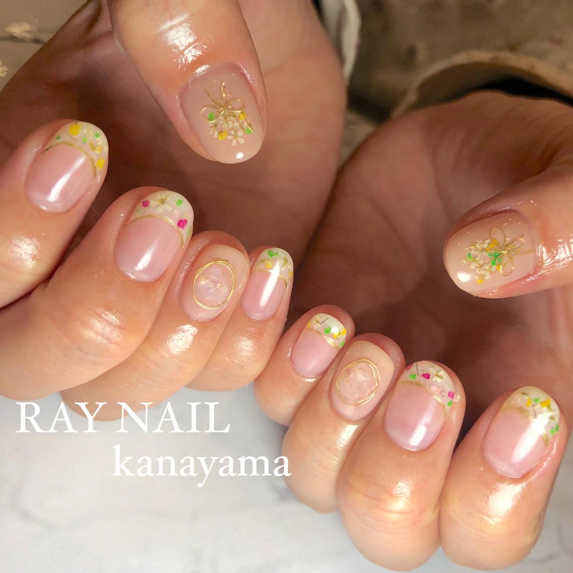 ネイル 押し花フレンチ!