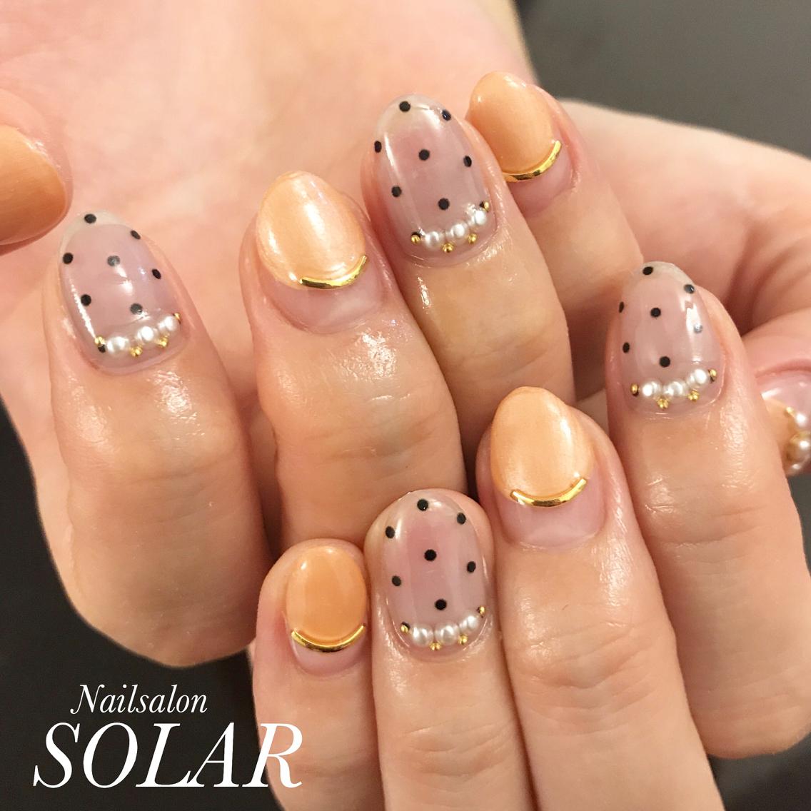 シースルー ドット柄ネイル アート4本 柄 コース 5800 Nailsalon