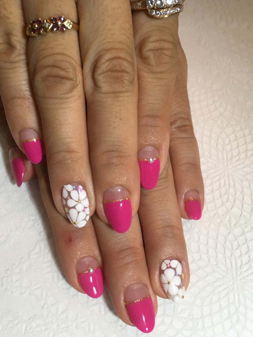 すべての花の画像 元のネイル ピンク 白 花