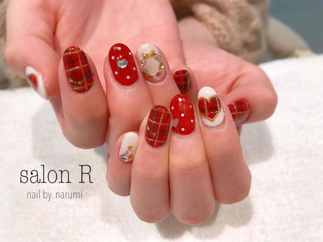 クリスマスチェック|salon R 千舟店所属・兵頭なるみのネイル