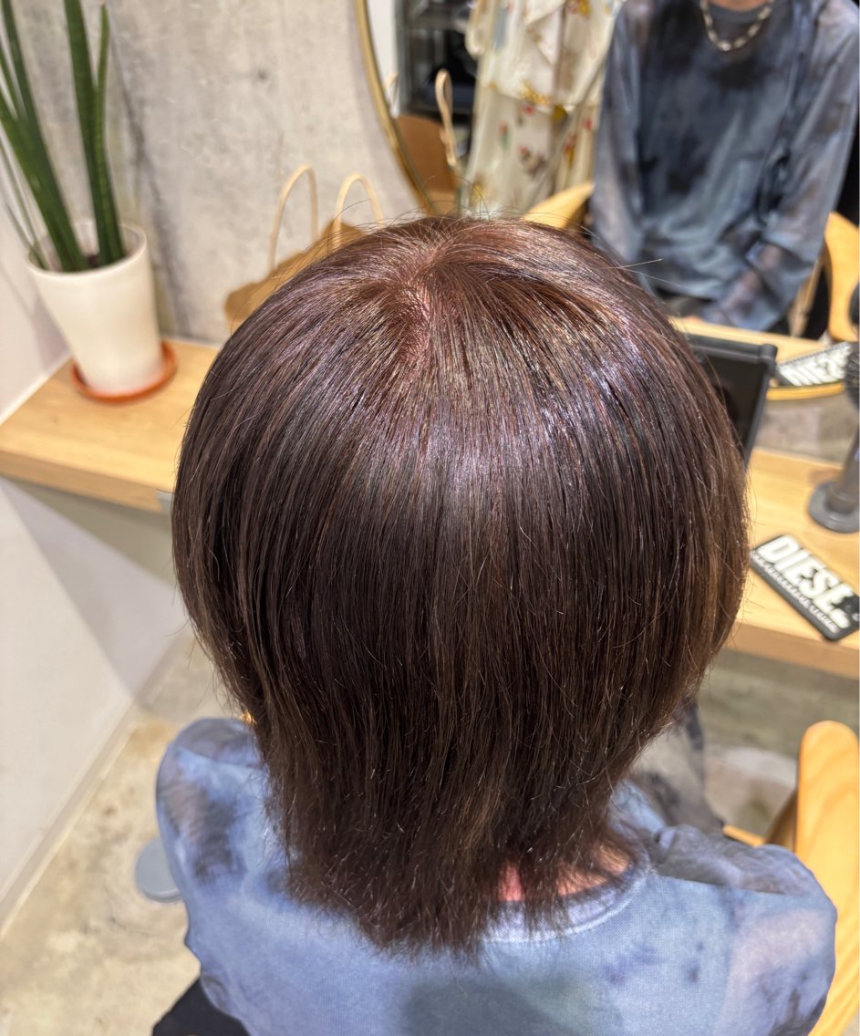 ヘアスタイル・髪型カタログ「ツヤ感ありカシスブラウンカラー