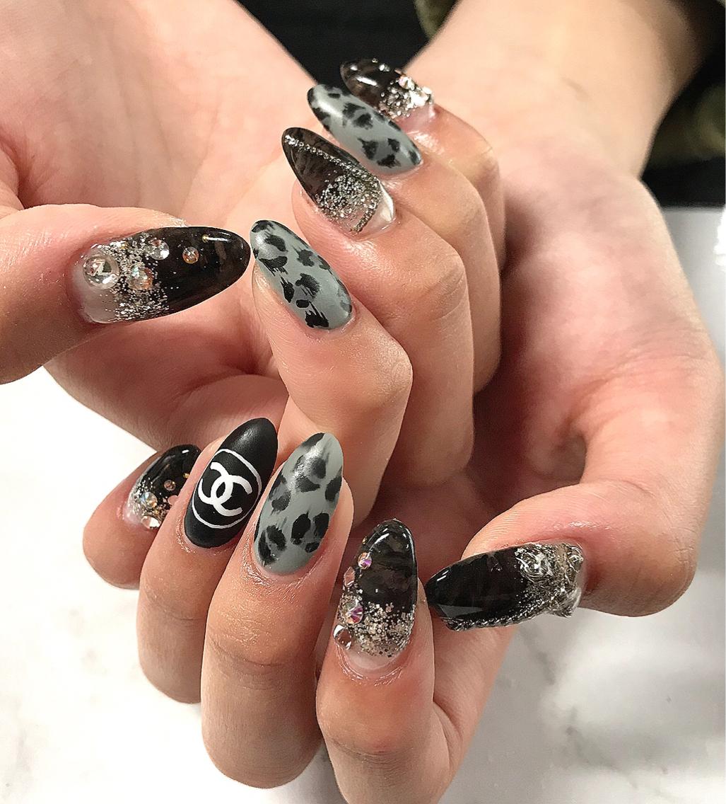 レオパード Chanel チェーンのこだわりネイル Chloe所属 中島瑠那