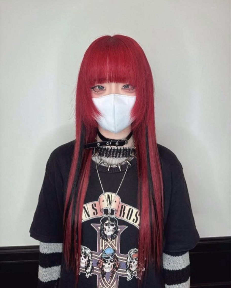 女形 洋髪 赤メッシュ 2263914e734ae50c7af8b73b1a1923