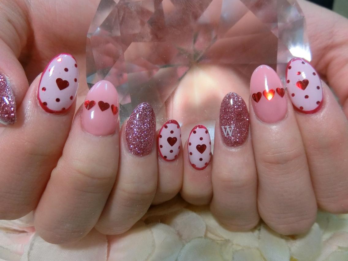 Runa ローズピンクゴールドハートホロネイルチップ 甲片 るな 的