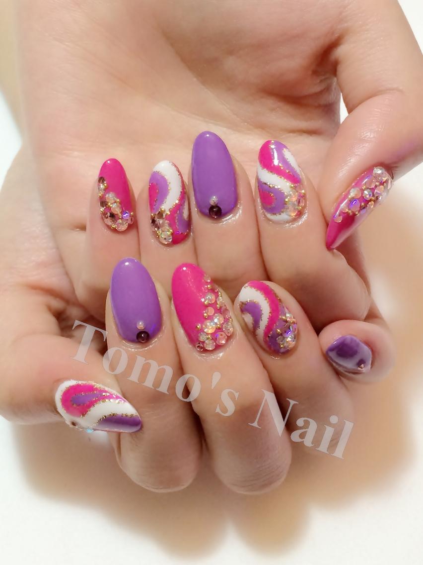 ユニークビビット ピンク ネイル 最高の花の画像