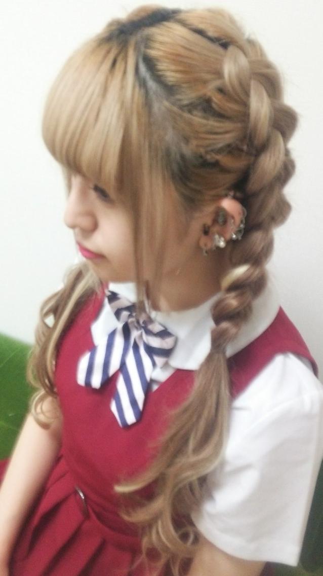 ヘアアレンジ カラー 編み込みセット乃木坂スタイル女子高生可愛い