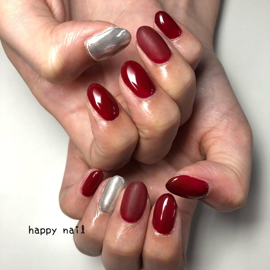 ツヤ×マット×ミラーネイル|happy nail所属・安城市ネイルサロン