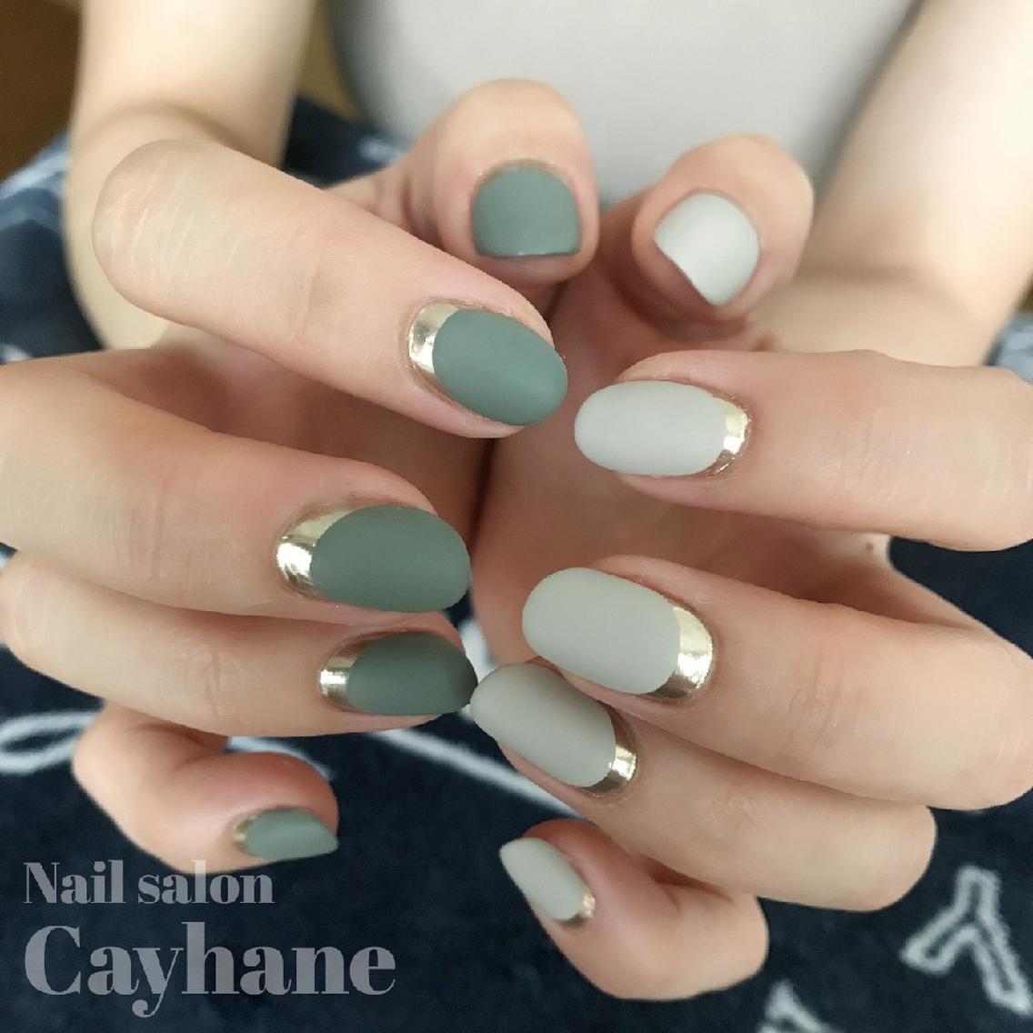 ハーフミラー&マット加工でオシャレに♡|Nail salon Cayhane
