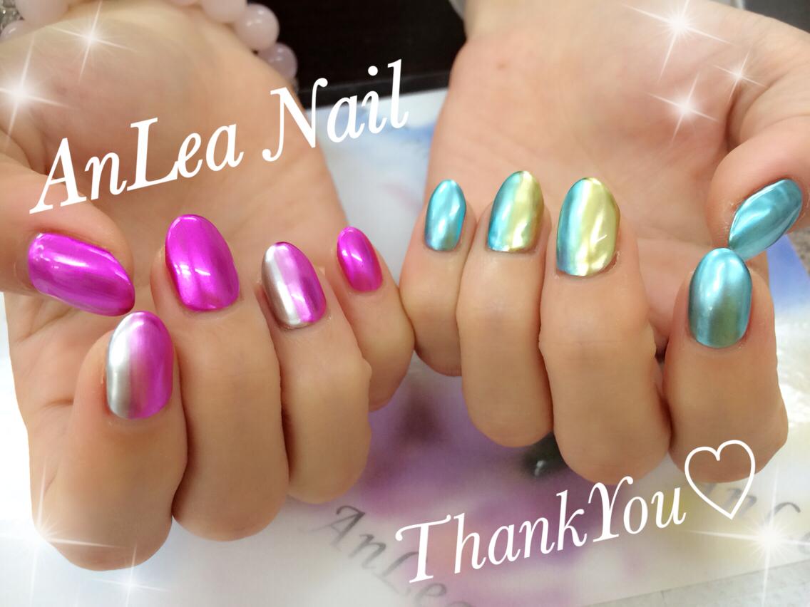 AnLea、アンレア、本厚木、海老名、カルジェル、バイオジェル、ジェルネイル、メタリック、全塗り、ピンク、ブルー、シルバー、イエロー、ネイルサロン、