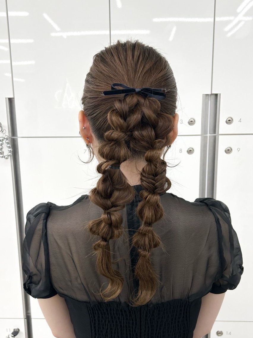 ポニーテールで華やかな参列ヘアセット｜韓国ヘア/顔周り ヘアセット