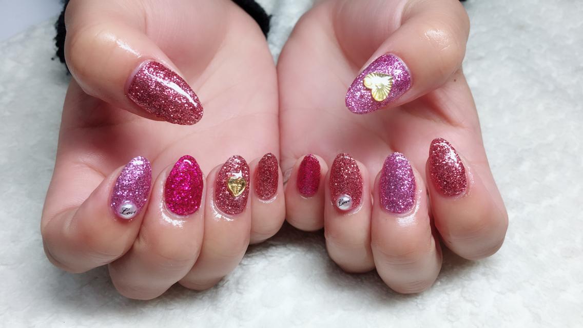 元のピンク グリッター ネイル 最高の花の画像