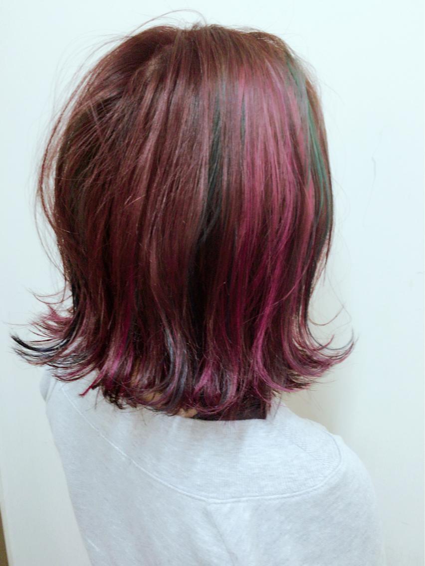 すごい ミディアム ヘア カラー 個性 的