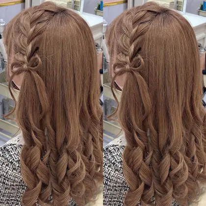 編み込みハーフツインにくるくるのダブルリボン 大人気アレンジです ヘアセットaries新宿駅前東口店所属 夏目 瞳のヘア カタログ ミニモ 編み込みハーフツインにくるくるのダブルリボン 大人気アレンジです ヘアセットaries新宿駅前東口店所属 夏目 瞳のヘア カタログ ミニモ