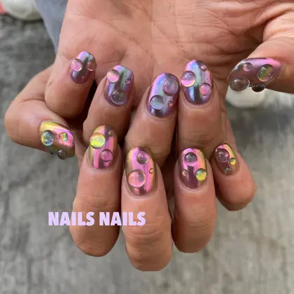 ジェルネイル アート オーロラ ミラー カメレオン 水玉 水滴 個性派 ネイル Nails Na Nails Nails所属 Nailsnails Erikaのネイルデザイン ミニモ