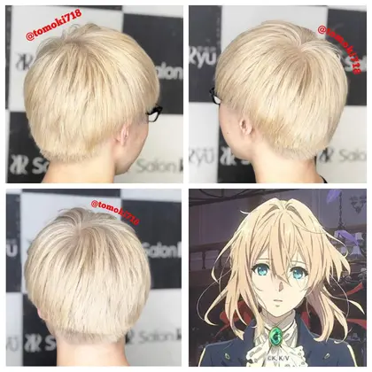 ヴァイオレットエヴァーガーデンブロンド✡ ブリーチ2回+ホワイトニングカラーでヴァイオレット