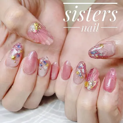 乙女カラーな人魚の鱗ネイル ───────☆ ─── ＊sistersnail 